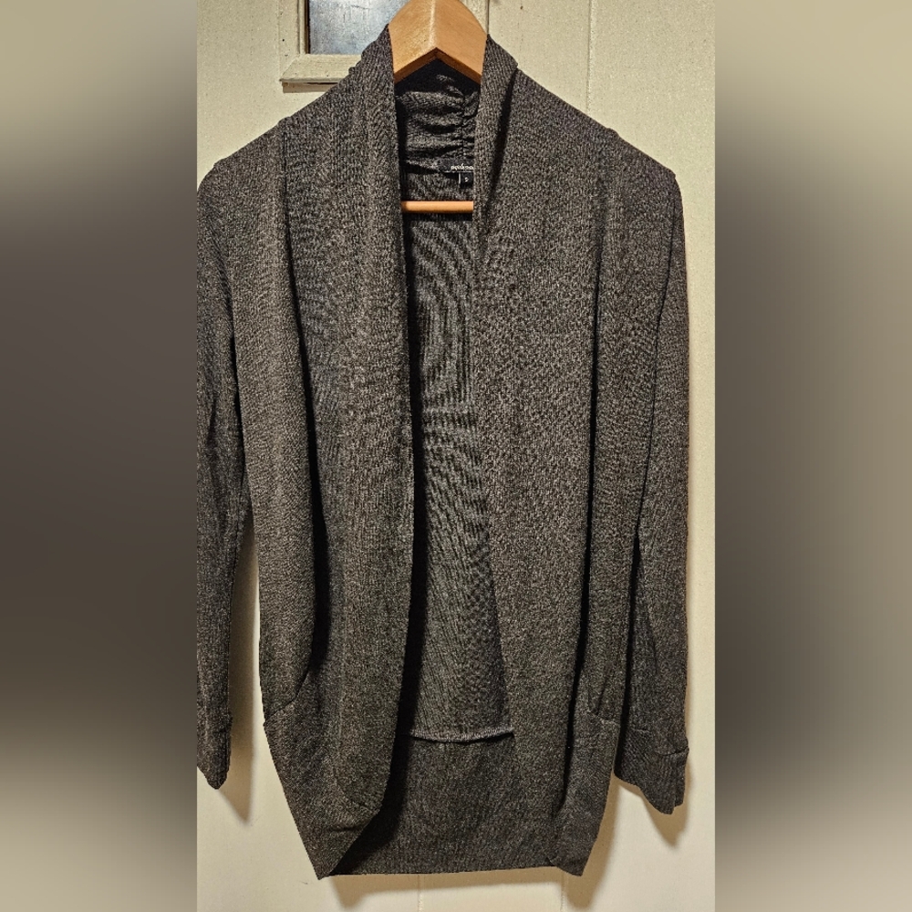 Pre-owned Ambiance cardigan, small, black in color, made in Cambodia.